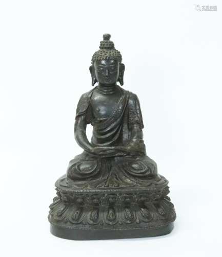 Tibetan 18th/19th C Bronze Buddha Open Lotus Base