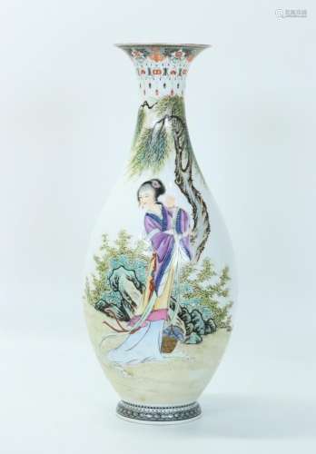 Chinese Near-Eggshell Porcelain Lady Vase