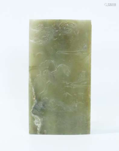 Fine Chinese 18th/19th C Celadon Jade Plaque