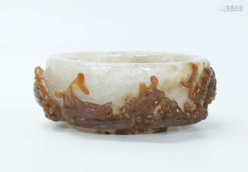 Chinese Brown & Clear Rock Crystal Brush Washer