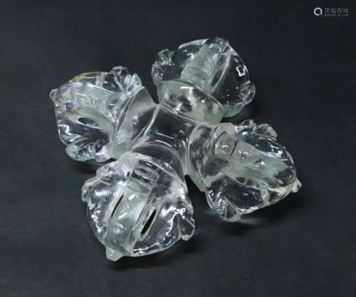 Chinese Rock Crystal Quartz Double Vajra