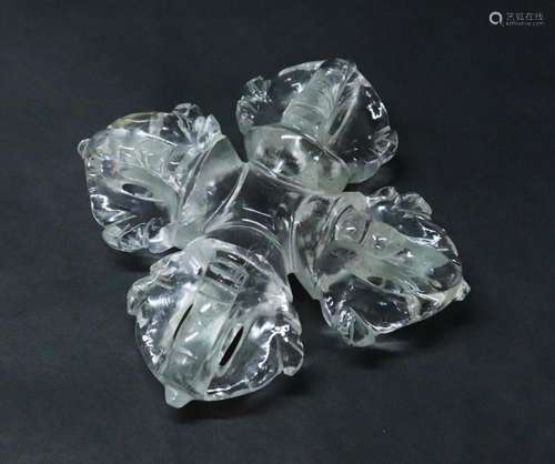 Chinese Rock Crystal Quartz Double Vajra