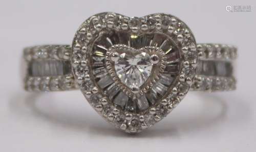 JEWELRY. 14kt White Gold and Diamond Heart Ring.