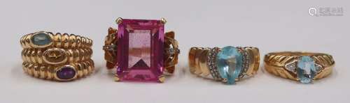 JEWELRY. (4) 18kt and 14kt Gold Rings Inc. Assil.