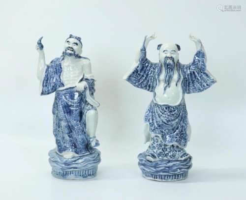 2 Chinese Blue & White Porcelain Immortals