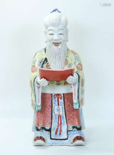 Large Chinese Porcelain Standing Shouxing & Scroll
