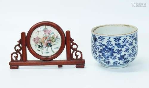 Chinese Porelains 18 C Blue White Bowl 19 C Screen