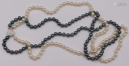 JEWELRY. 14kt Gold & Double Strand Pearl Necklace.
