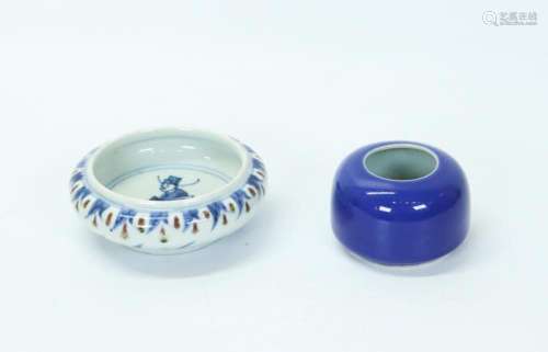Chinese Blue Red Porcelain Washer & Water Pot