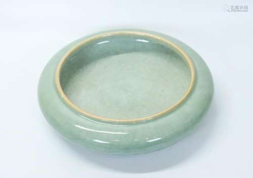 Lg Chinese Pale Celadon Crackle Porcelain Washer