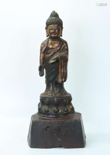 Chinese Ming Dynasty Gold Lacquered Bronze Buddha