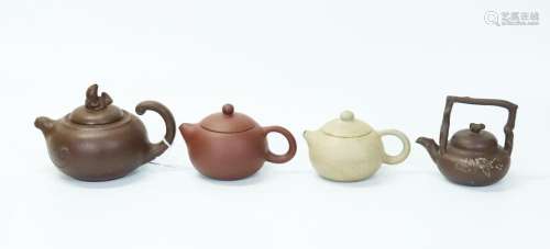 4 Chinese Yixing "Artist" Teapots