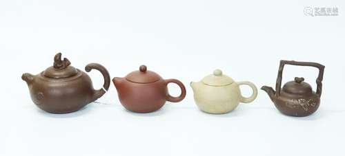 4 Chinese Yixing "Artist" Teapots