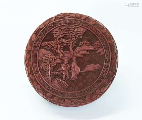 Chinese Red Cinnabar Lacquer Round Box