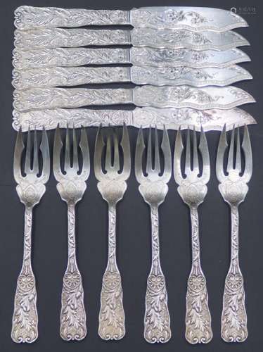 STERLING. 12 Pc. Gorham St Cloud Fish Service.