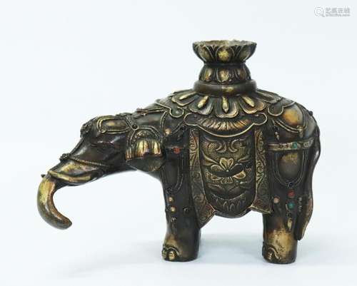 Japanese Gilt Bronze Elephant Ball Stand