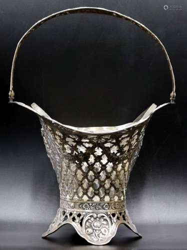 SILVER. German Signed Hanau Silver Brides Basket.