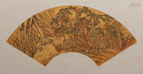 A CHINESE PAINTING OF COVERING OF FAN, MARKED BY WENZHENGMIN...