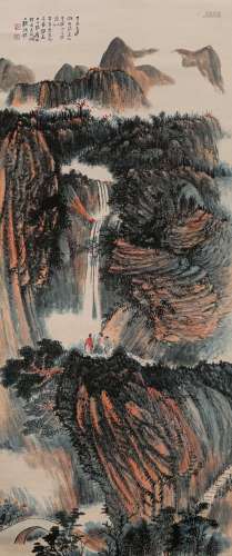 A CHINESE PAINTING OF LANDSCAPE AND FIGURE, MARKED BY ZHANGD...