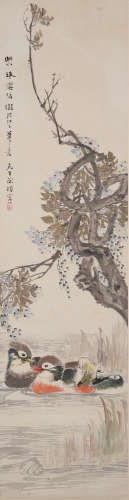 徐桢鸳鸯花卉图（lot091-114为同一藏家藏）纸本立轴