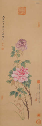 慈禧花卉（lot091-114为同一藏家藏）绢本镜片