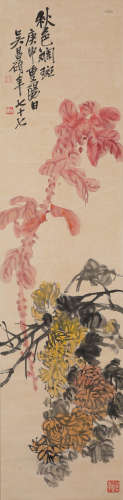 吴昌硕花卉（lot136-160为同一藏家藏）纸本立轴