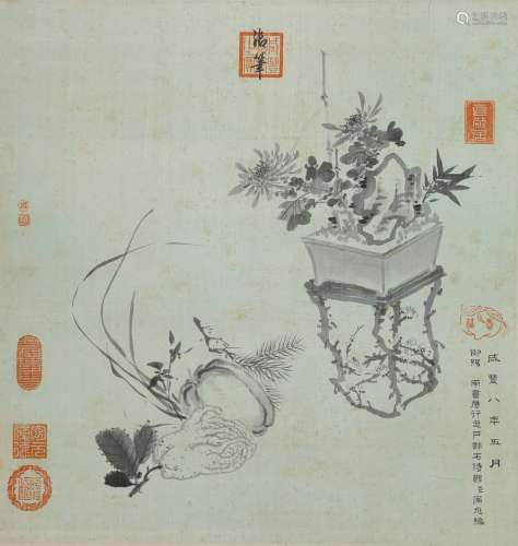 咸丰清供图（lot091-114为同一藏家藏）纸本立轴