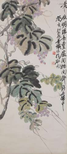 吴昌硕葡萄图（lot174-187为同一藏家藏）纸本立轴