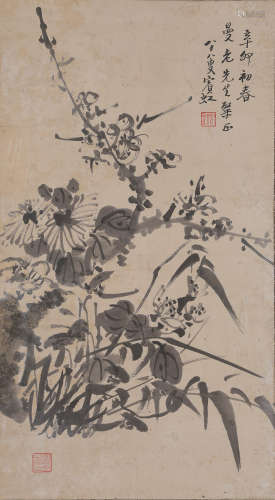 黄宾虹花卉纸本立轴