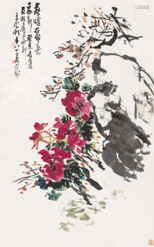 王个簃（1897-1988） 春暖花开 镜框 设色纸本 1983年作