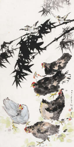 李显（1909-1999） 大吉图 立轴 设色纸本 1995年作