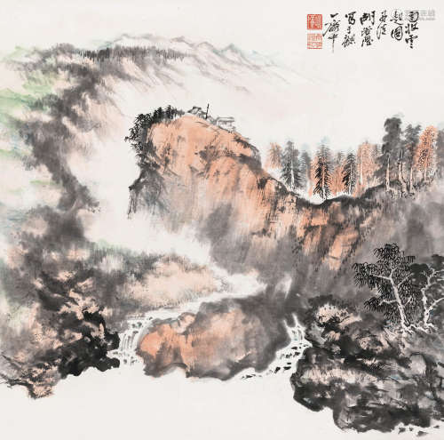 胡若思（1916-2004） 雨收云起图 立轴 设色纸本 