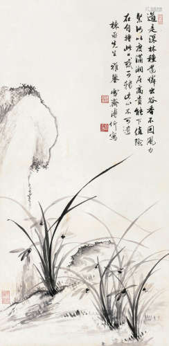 溥伒（1893-1966） 兰石 立轴 水墨纸本 