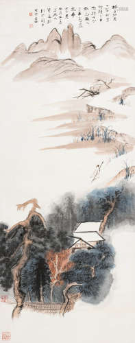 张大千（1899-1983） 元人诗意 立轴 设色纸本 1933年作