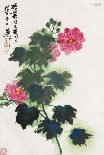 谢稚柳（1910-1997） 芙蓉 立轴 设色纸本 1978年作