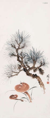 黎雄才（1910-2001） 松灵祝寿图 镜框 设色纸本