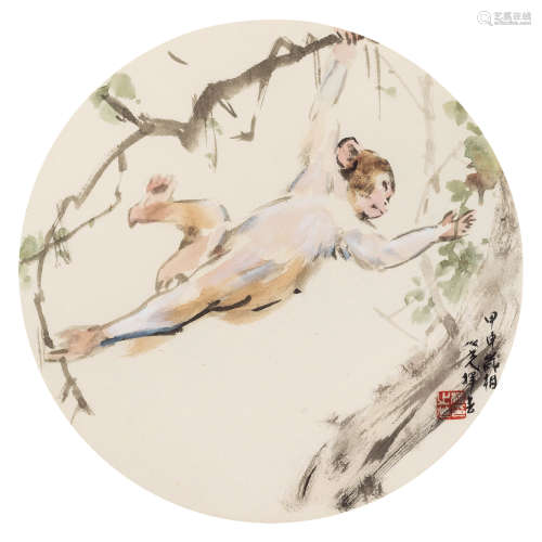 杨之光（1930-2016） 灵猴 镜框 设色纸本 2004年作