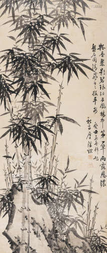 梁琛（清） 竹报平安图 立轴 水墨纸本 1853年作