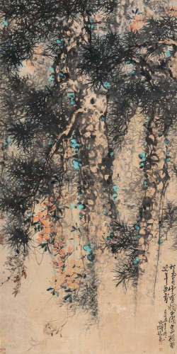 刘昌潮（1907-1997） 五老松 立轴 设色纸本 1975年作