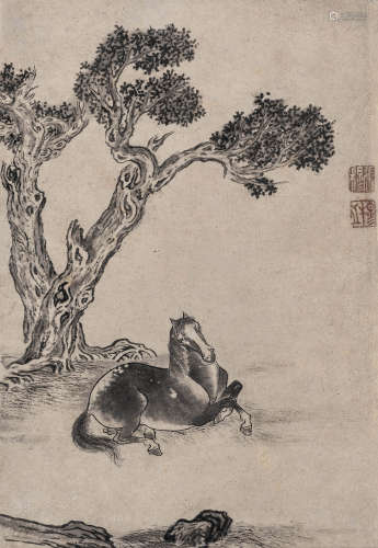 张穆（1607-1683） 卧马图 镜心 水墨纸本