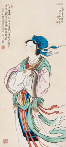 李凤公（1884-1967） 织女 立轴 设色纸本 1955年作