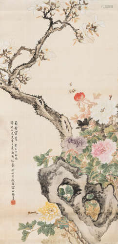 容祖椿（1872-1944） 玉堂富贵 立轴 设色绢本 1933年作