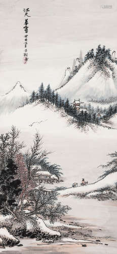 吴灏（1930-2017） 江天暮雪 镜框 设色纸本 1983年作