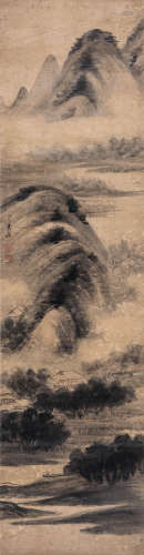 高俨（1616-1689） 溪山幽居图 立轴 水墨绢本