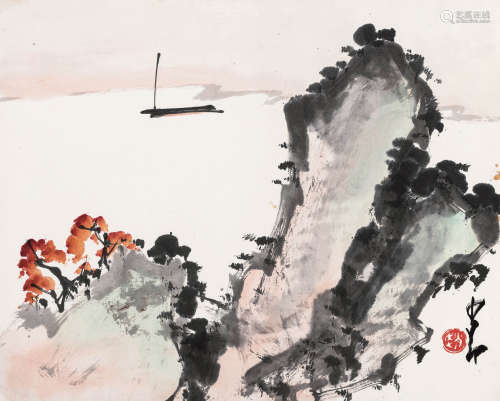 赵少昂（1905-1998） 一帆风顺 镜心 设色纸本
