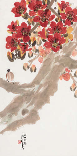 陈树人（1884-1948） 木棉春禽 立轴 设色纸本 1948年