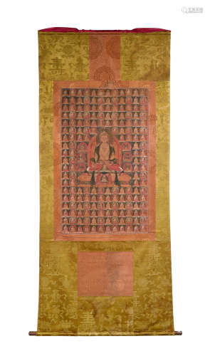 15世纪 棉布矿物颜料宝生佛唐卡