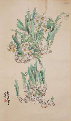 郑乃珖花卉纸本立轴