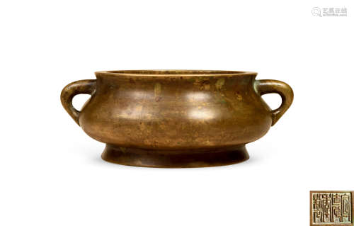 清中期 铜蚰耳簋式炉
