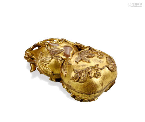 清中期 铜鎏金葫芦盖盒